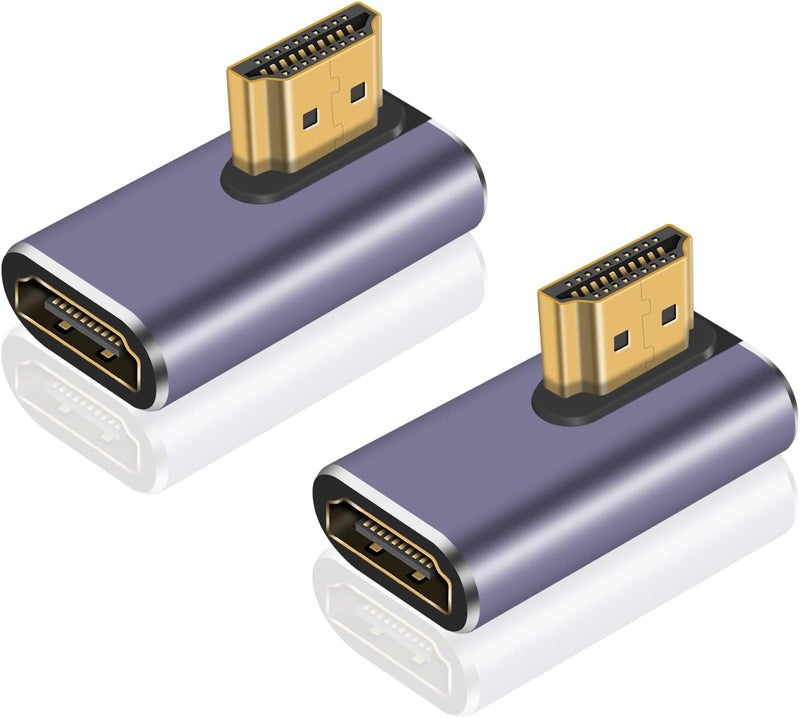 Poyiccot HDMI 90 Degree Adapter 8K, Right Angle HDMI 2.1 Adapter, 48Gbps Male to Female Exender, Support 8K@60Hz, 4K@120Hz, 3D HDR for Laptop, TV, Monitors,PS5,(2-Pack) - Image 1
